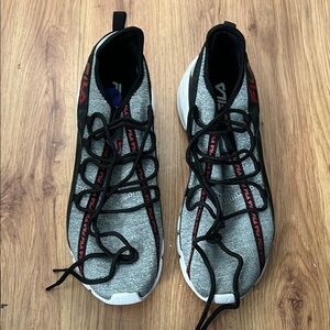 Fila Gray Sneakers with Black and Red Details